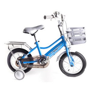 BMX 12" kerékpár pótkerékkel, kosárral kék