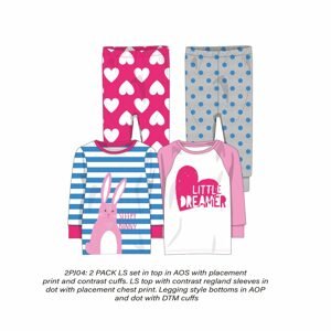 Pizsama lányok 2pack, minoti, 2pj 04, rózsaszín - 80/86 | 12-18m