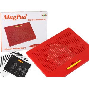 Mágneses tábla MagPad golyókkal és sablonokkal piros