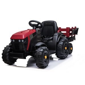 Gyermek elektromos traktor Farmer iparvágányral és lapáttal piros